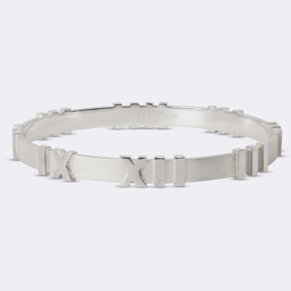 Tiffany’s Atlas Silver Roman Numeral Bangle Bracelet